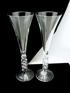 Millenium 2000 Crystal Wine Champagne Flutes Pair  