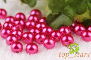 100 pcs Deep pink pearl glass beads Round Charms 8mm CR30  