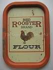 Red Rooster Flour Tin Sign Serving Tray vtg metal home decor chicken 