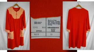 Vintage LOUNGE ROBE 3/4 Sleeve Orange Fleece Lounger Womens 18  