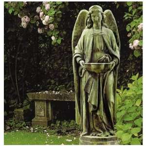   Statuary Holy Water Font Angel  Deep Sea Finish Patio, Lawn & Garden