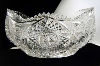 Antique American Brilliant Cut Glass Oblong Bowl 11 Dazzling  