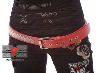 RED HOT CHILI Rock RHOMBUS Studs HELL CAT Leather Belt  