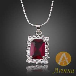 ARINNA Fashion Square Red radiant fashion Necklace pendants Swarovski 