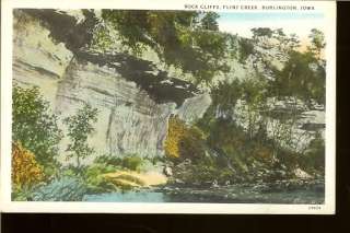 Rock Cliffs Flint Creek Burlington IA Vintage Postcard  