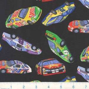  45 Wide Race Cars Black Fabric By The Yard Arts, Crafts 