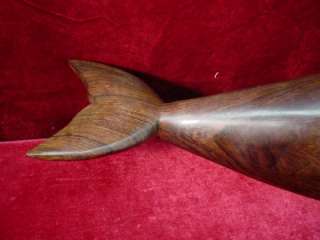 Original ROSEWOOD HAND CARVED WHALE SCULPTURE Art  