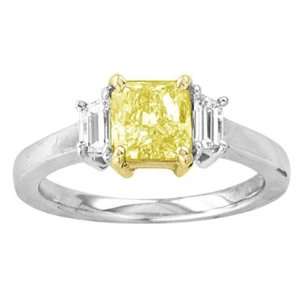 1.12ct Natural Fancy Yellow Three Stone Diamond Engagement 