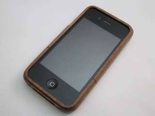 Real Genuine Natural Dark Wood Wooden Case Cover for iPhone 4 4S Black 