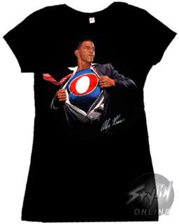 President Barack Obama Superman Baby Doll Tee T Shirt L  