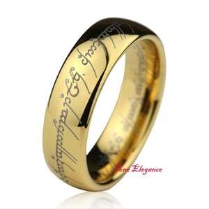 Lord of the rings mens wedding tungsten gold tone sz10  