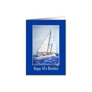  47th birthday watercolor sailboat sailing nautical 