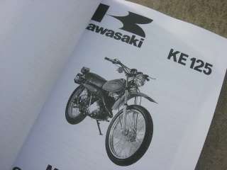 Kawasaki KE125 Service Manual Catalog Book New  