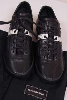 ZEGNA SPORT SHOES $495 BLACK LOGO STRIPE CLEATED SOLE GOLF SHOES 8.5 