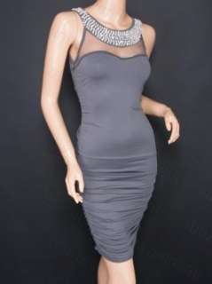 New Elegant Faux Pearl Jeweled Fitted Evening Pencil Dress  
