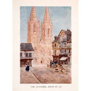  1907 Color Print Herbert Marshall Cathedral Saint Lo 