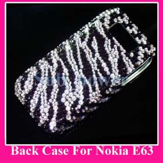Black Zebras Bling Back Hard Case Cover for Nokia E63  