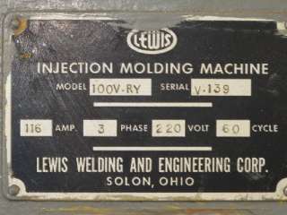 LEWIS 100V RY INJECTION MOLDER  