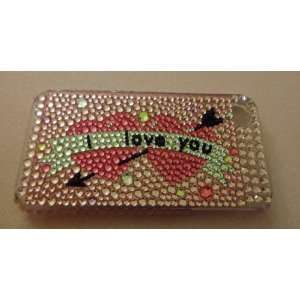 iPhone 4 Case I Love You on Two Hearts Arrowed Diamonds 
