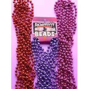 Bachelorette Party Pink Metallic Bead Necklaces   6 Piece