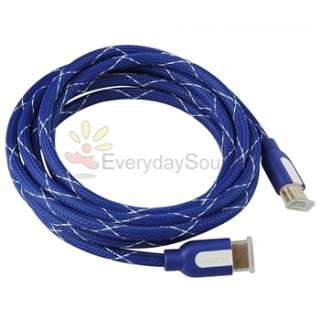 10Ft 3m Insten Mesh Blue M/M Gold HDMI Cable 1.4 Ethernet 3D For 