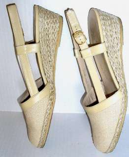 AA FERRAGAMO ESPADRILLES BLOND CALF LINEN EUC  