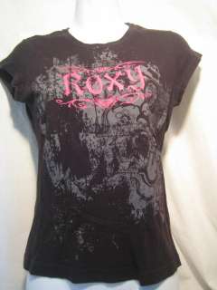 ROXY PARADISE black pink t shirt   women S  