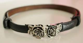 Leather Vintage Rose Waist Belt Bangle BLACK #1104  