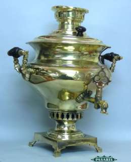 Antique Russian Brass And Wood Samovar Tula Ca 1870  