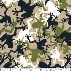  45 Wide Camoflauge Frogs Khaki Fabric By The Yard Arts 