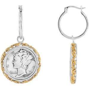   Earring Set With Mercury Dime Coins 26.5x21.75mm   JewelryWeb Jewelry