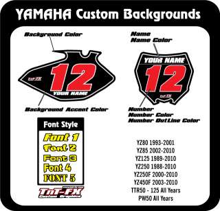 Custom Yamaha Number Graphics YZ80 YZ85 YZ 125 250F 450  