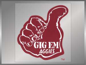 LOT OF 12 Texas A&M Aggies GIG EM AGGIES static decals  