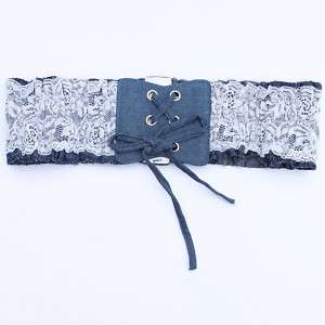 New women girl elastic waistband lace fabric belt  