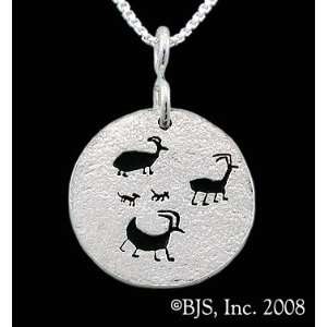  Mountain Sheep Petroglyph Necklace, Sterling Silver, 24 