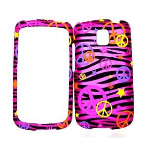  Colorful Peace Sign on Hot Pink Zebra Rubberized Snap on 