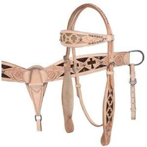 Wide Browband Filigree Headstall, Reins, And Breast Collar Set With 