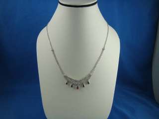 BEAUTIFUL 14K WHITE GOLD, DIAMOND AND RUBY NECKLACE  