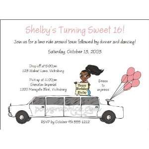  White Limo With Girl 2 Brown Skin Party Invitations Toys & Games