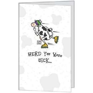Get Well Cow Sick Ill Recover Love Funny Humor Greeting Card (5x7) by 