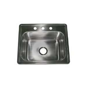  Opella 7751 6 Deep 3 Hole Drop In Sinlge Bowl Kitchen 