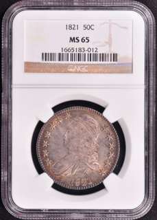1821 CAPPED BUST 50C NGC MS 65  