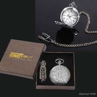 Rare 1820s Style Silver Tone Pocket Watch With Chain  