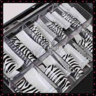 70pcs Zebra stripe French Manicure False Nail Art Tips  