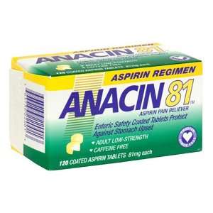  Anacin Aspirin Pain Reliever, 81 mg Tablets 120 Count 