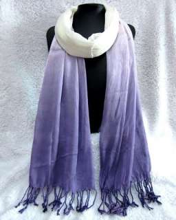 Womens fashion Long Scarf Wrap purple and white D3  