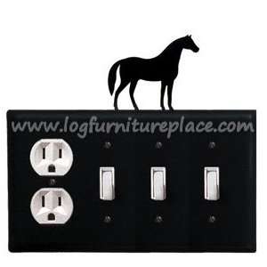 Wrought Iron Horse Quad Outlet/Switch/Switch/Switch Cover