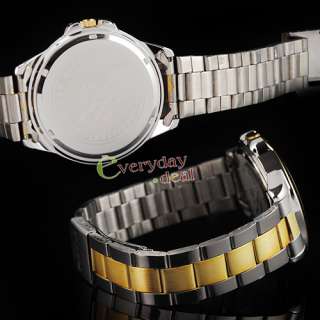 Mens Elegant Black Three Dial Decorate Quartz Wrist Watch Stainless 
