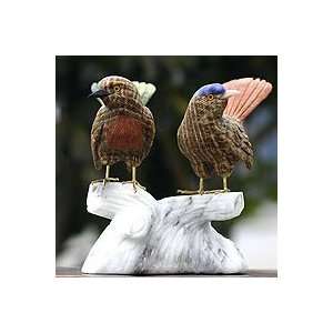   NOVICA Aragonite and onyx sculpture, Courting Wrens