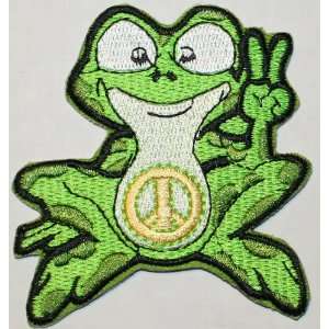  Peace Frog Sign Embroidered iron on Hippie Patch 